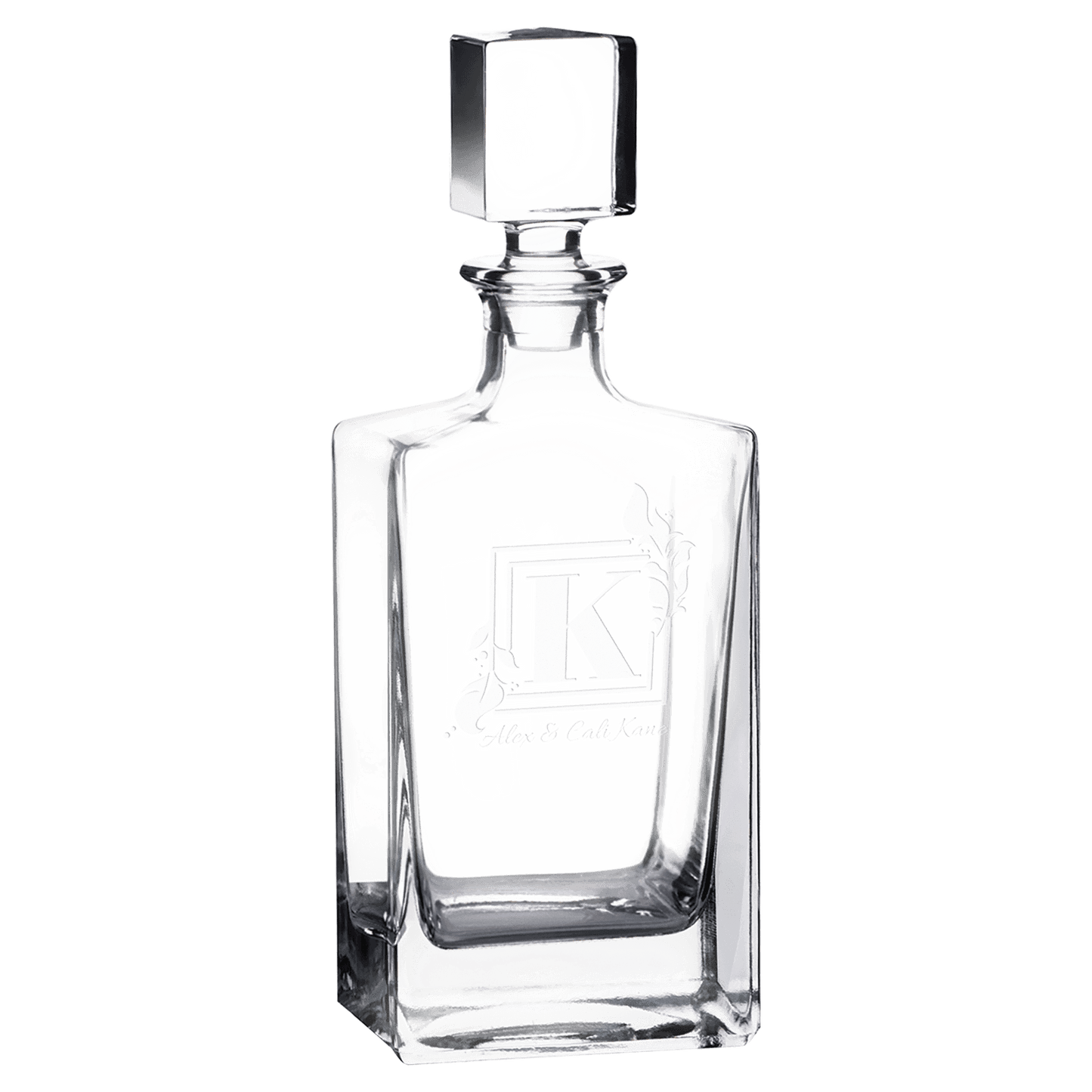 Polar Camel 810 mL Rectangle Glass Decanter in Black Gift Box with Printed Paper Sleeve