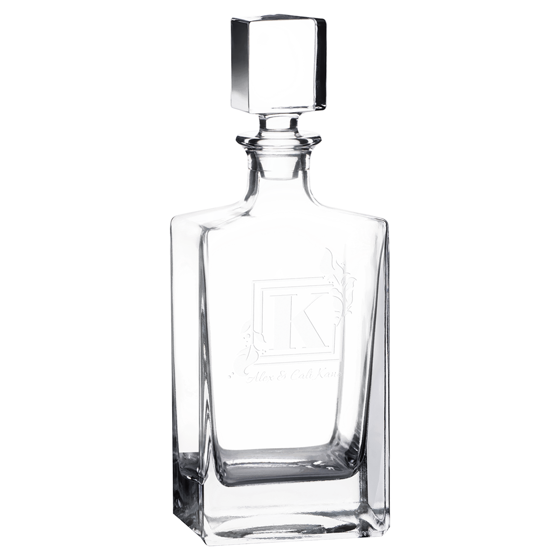 Polar Camel 810 mL Rectangle Glass Decanter in Black Gift Box with Printed Paper Sleeve