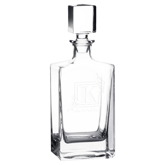 Polar Camel 810 mL Rectangle Glass Decanter in Black Gift Box with Printed Paper Sleeve