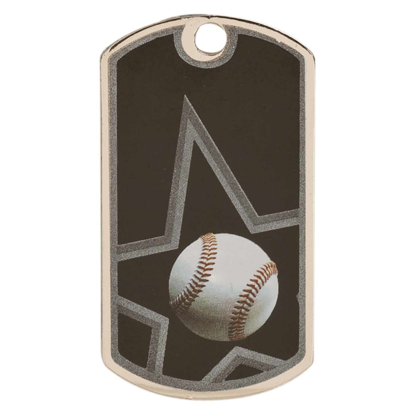 Black/Silver Baseball Engravable Star Dog Tag - 2"