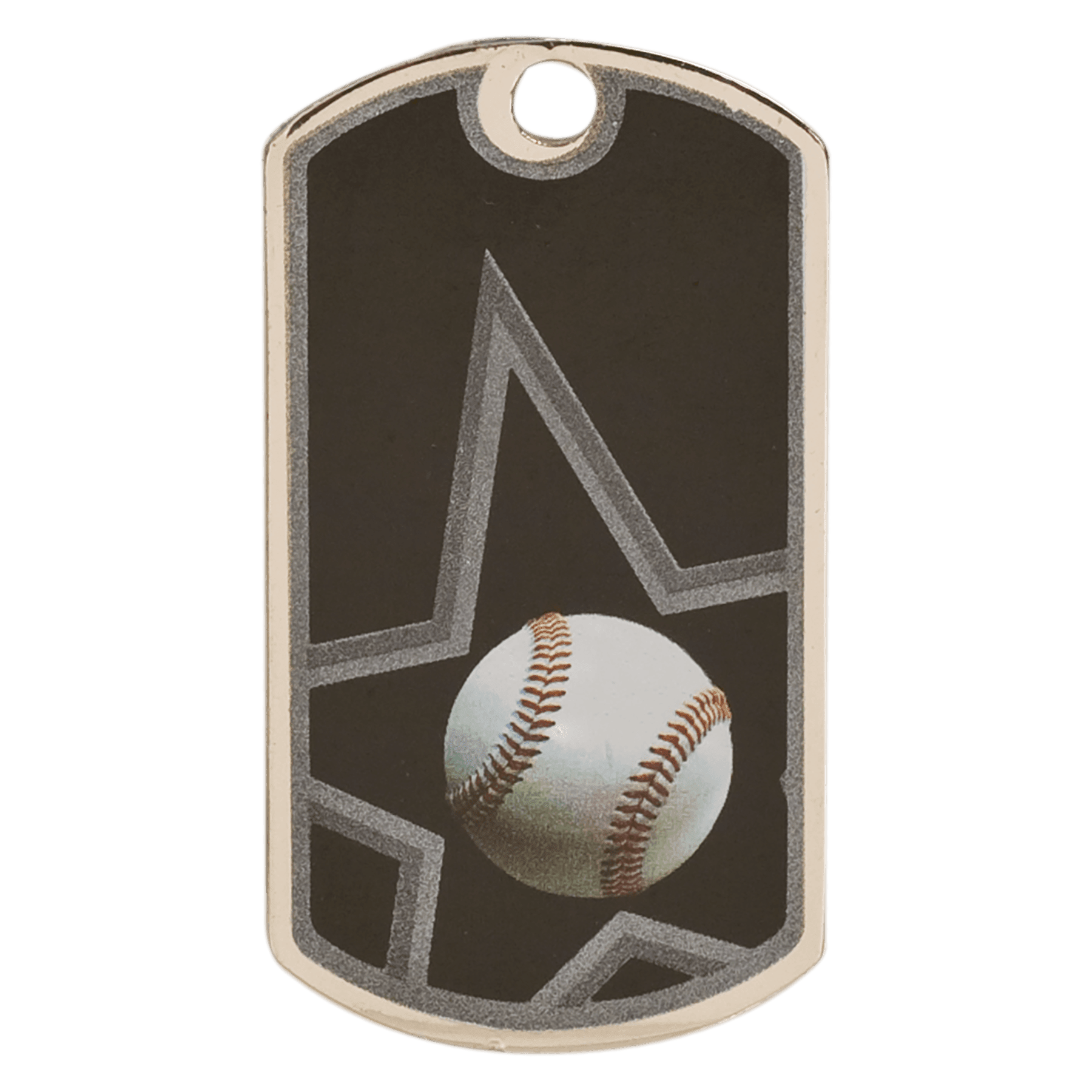 Black/Silver Baseball Engravable Star Dog Tag - 2"