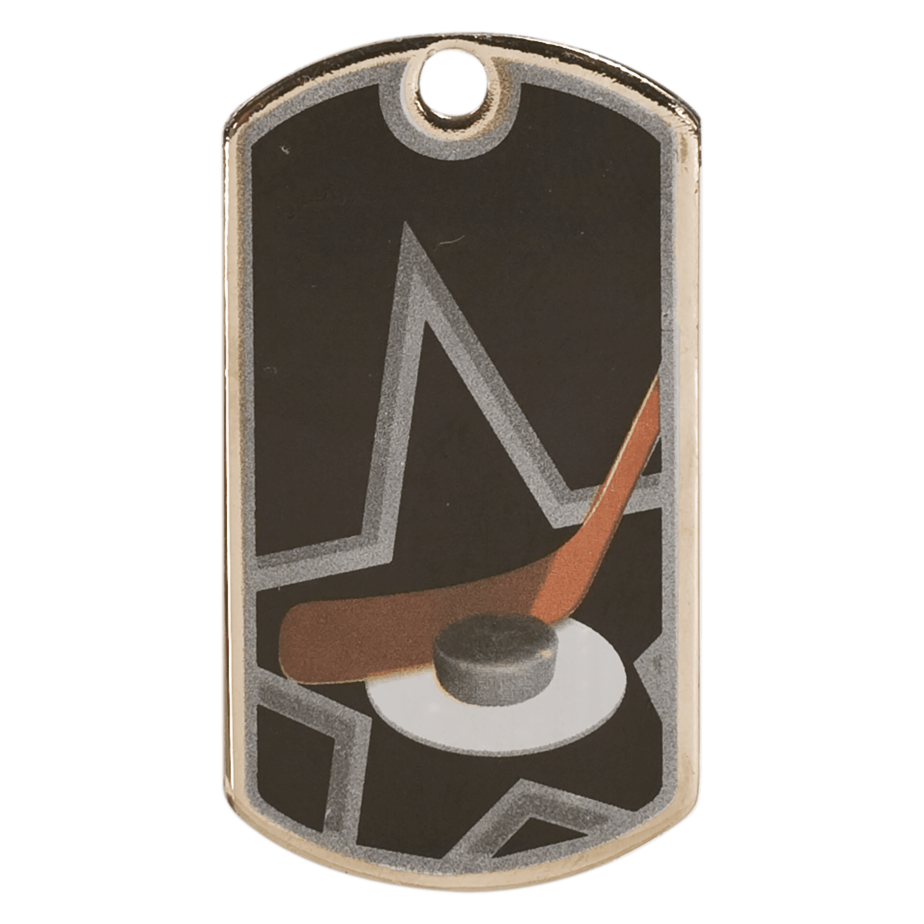 Black/Silver Hockey Engravable Star Dog Tag - 2"