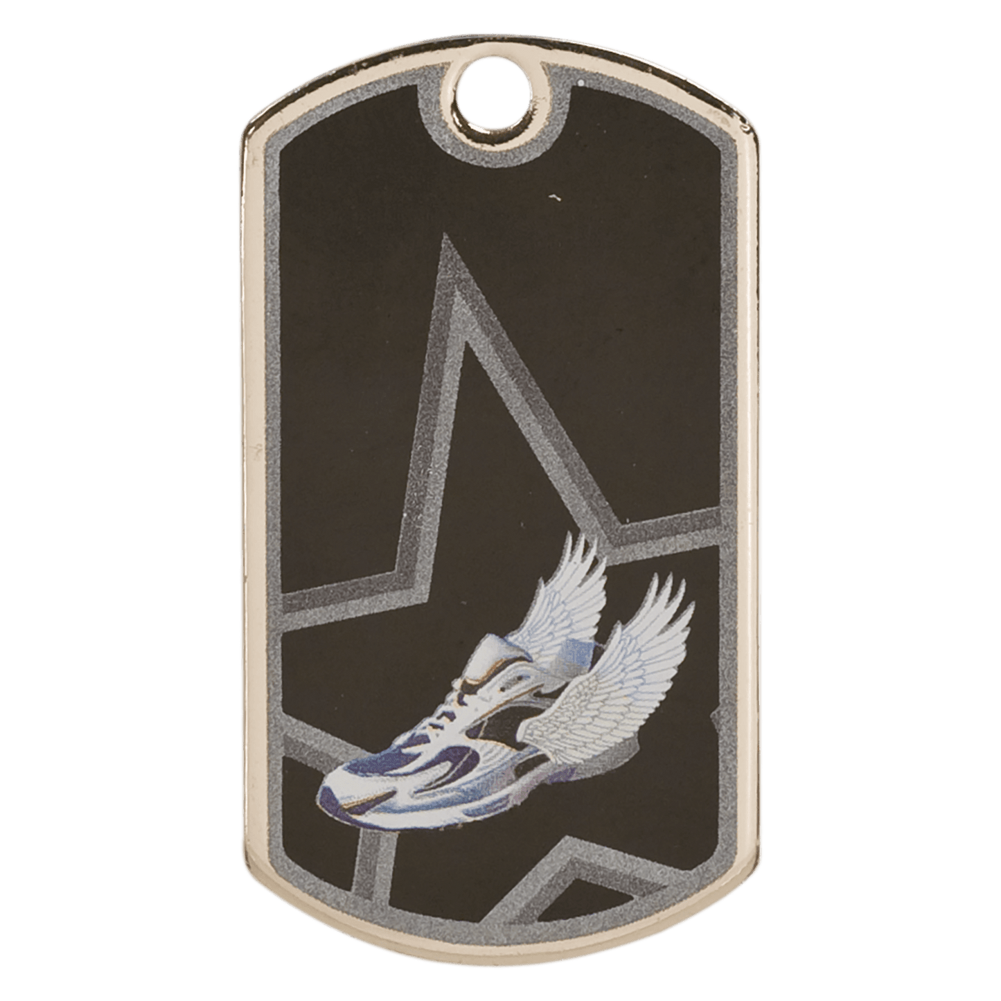 Black/Silver Track Engravable Star Dog Tag - 2"