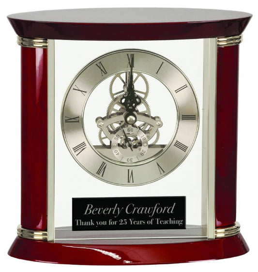 Executive Silver & Rosewood Piano Finish Clock - 7 3/4"
