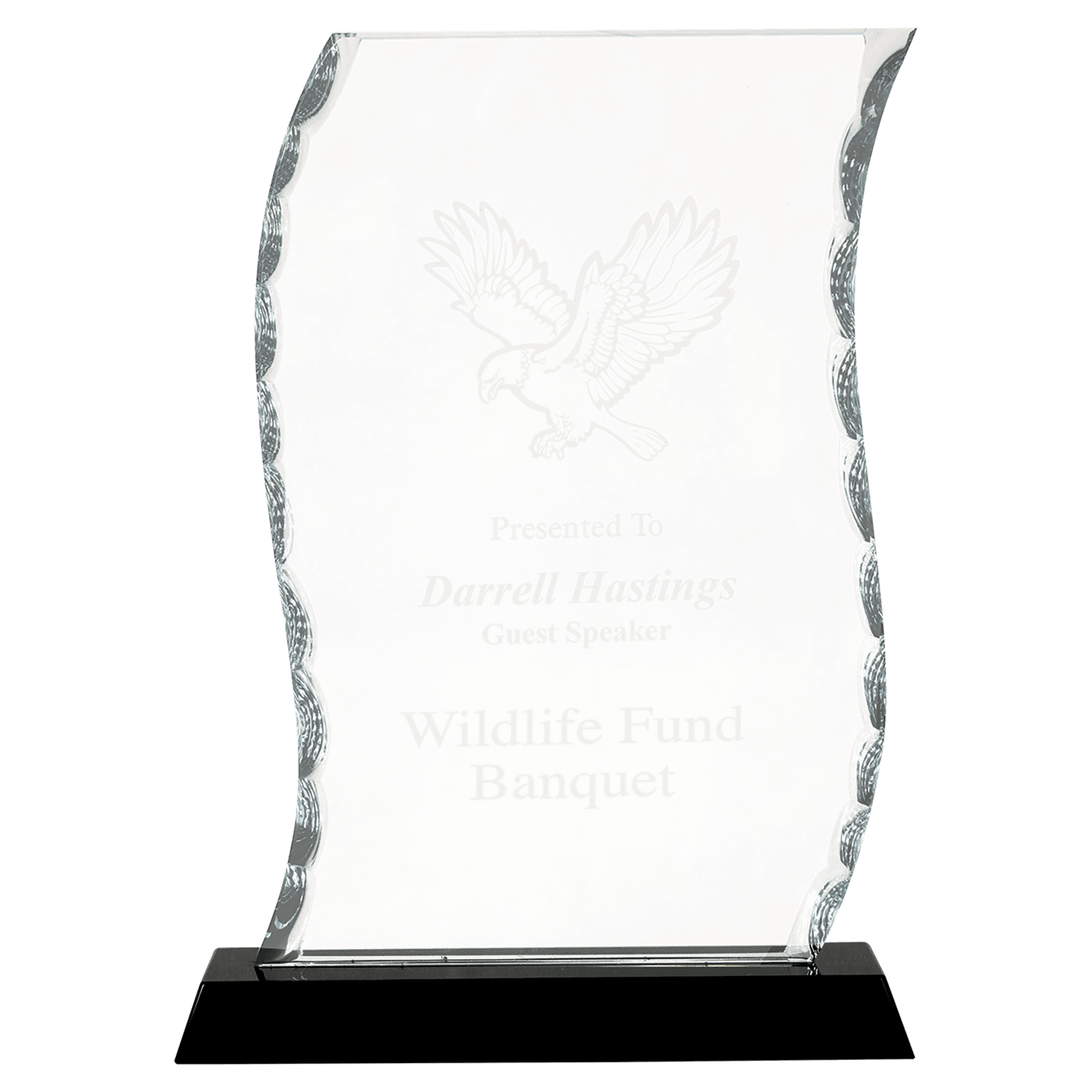 Scroll Facet Glass on Black Base - 8 1/4"