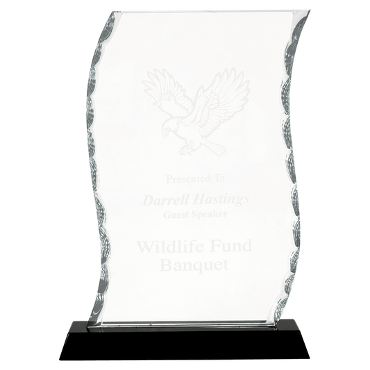 Scroll Facet Glass on Black Base - 8 1/4"