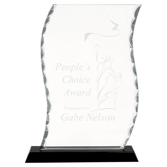Scroll Facet Glass on Black Base - 9 1/2"