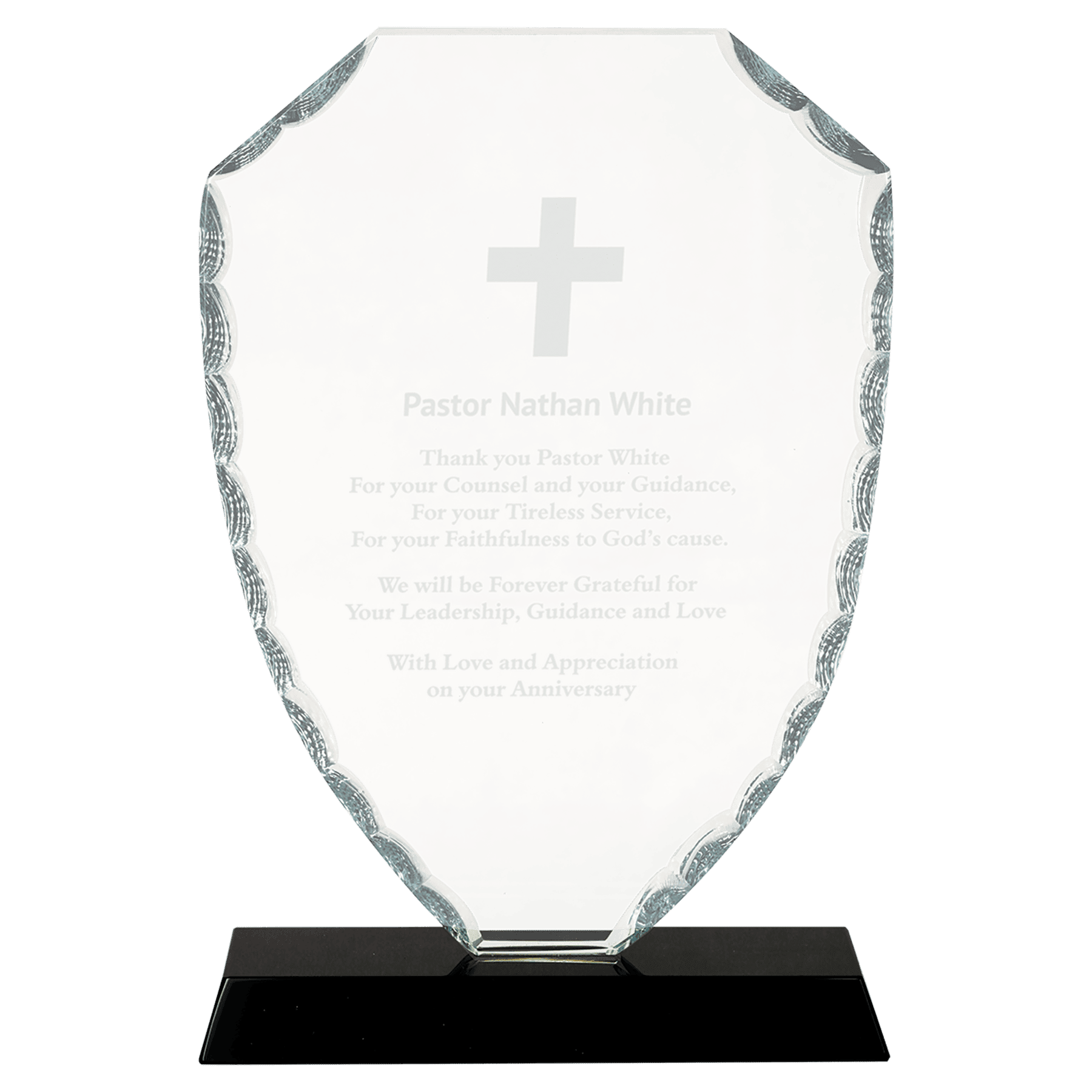 Shield Facet Glass on Black Base - 8 1/4"