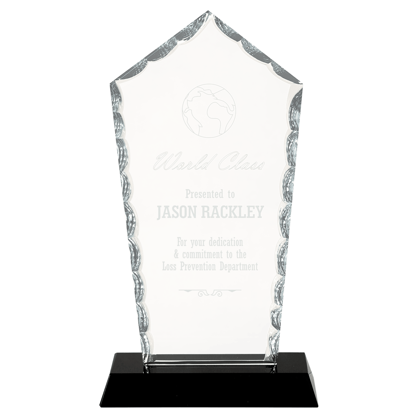 Diamond Facet Glass on Black Base - 7 3/4"