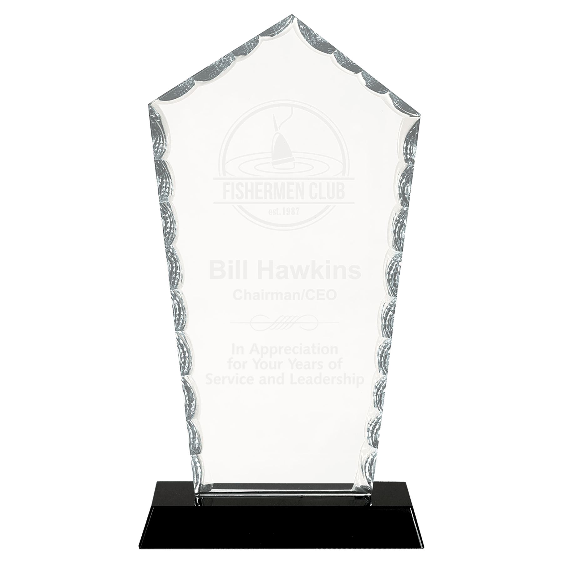 Diamond Facet Glass on Black Base - 9"