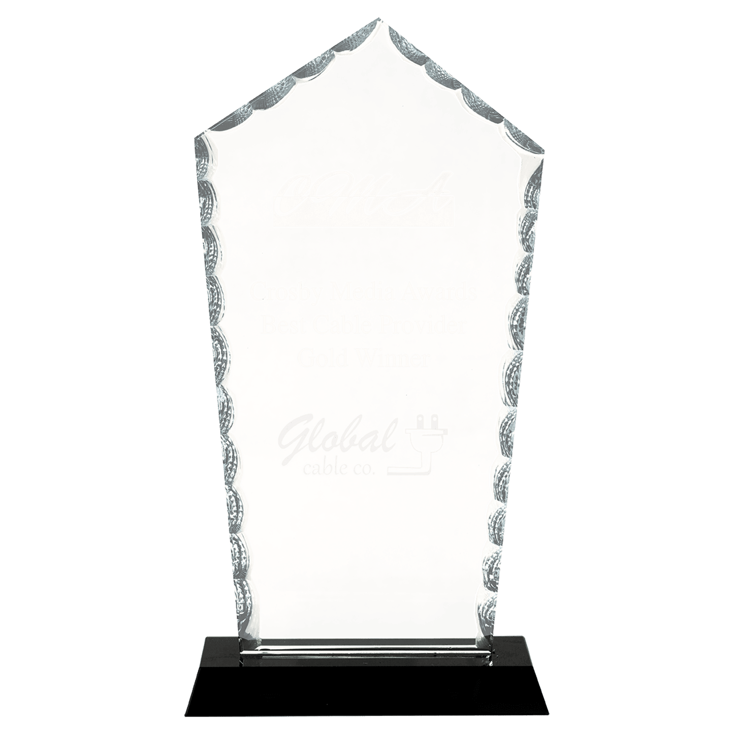 Diamond Facet Glass on Black Base - 9 3/4"