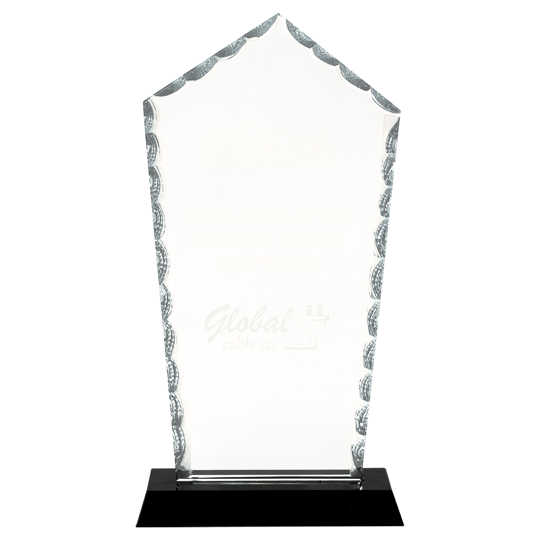 Diamond Facet Glass on Black Base - 9 3/4"