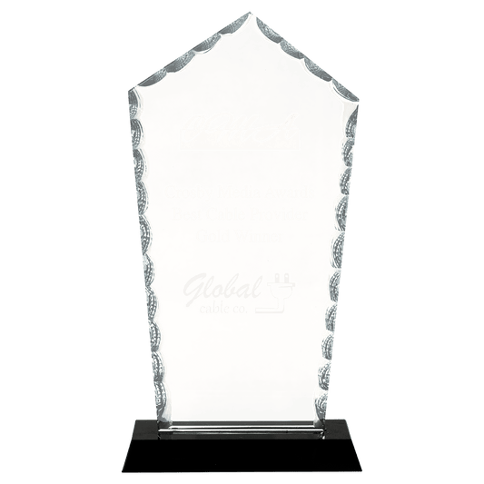 Diamond Facet Glass on Black Base - 9 3/4"