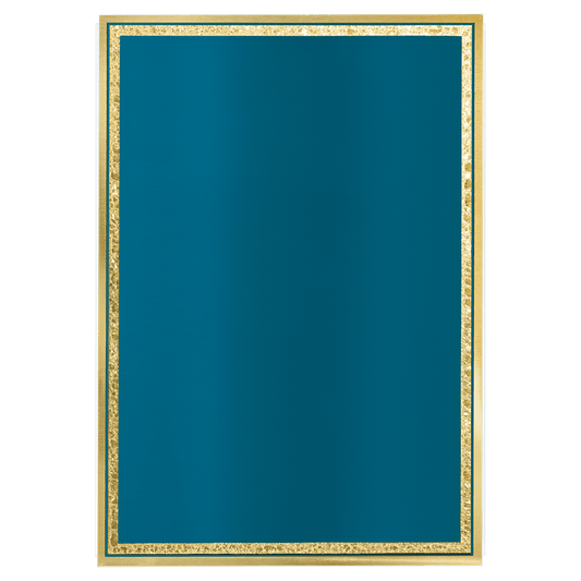 5" x 7" Royal Blue/Gold Brass Plated Steel Florentine Plaque Plate