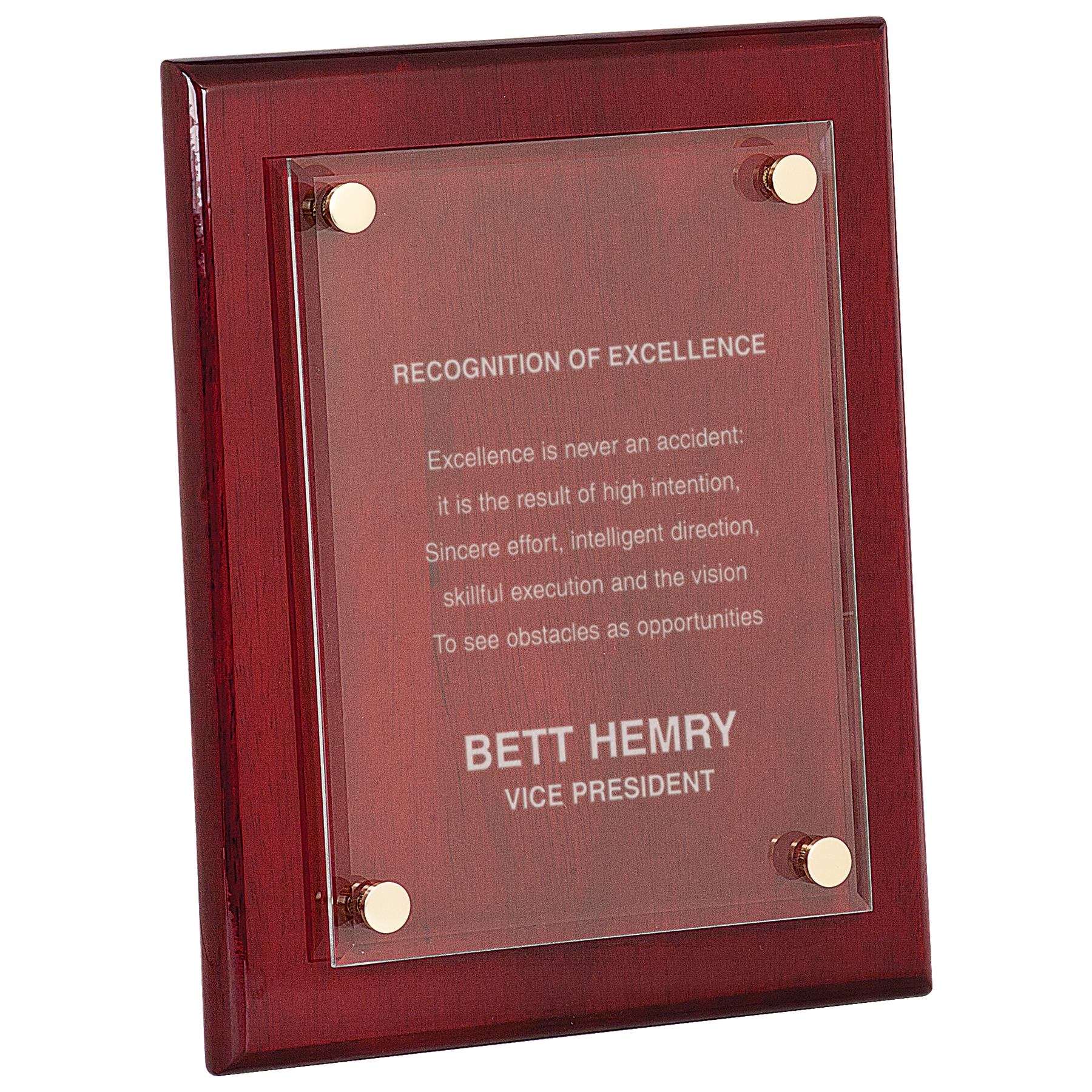 Rosewood Piano Finish Floating Acrylic Plaque - 8" x 10"