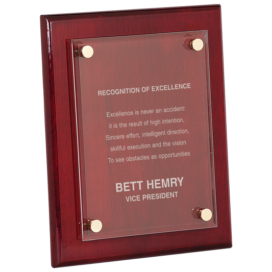 Rosewood Piano Finish Floating Acrylic Plaque - 8" x 10"