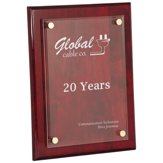 Rosewood Piano Finish Floating Acrylic Plaque - 9" x 12"