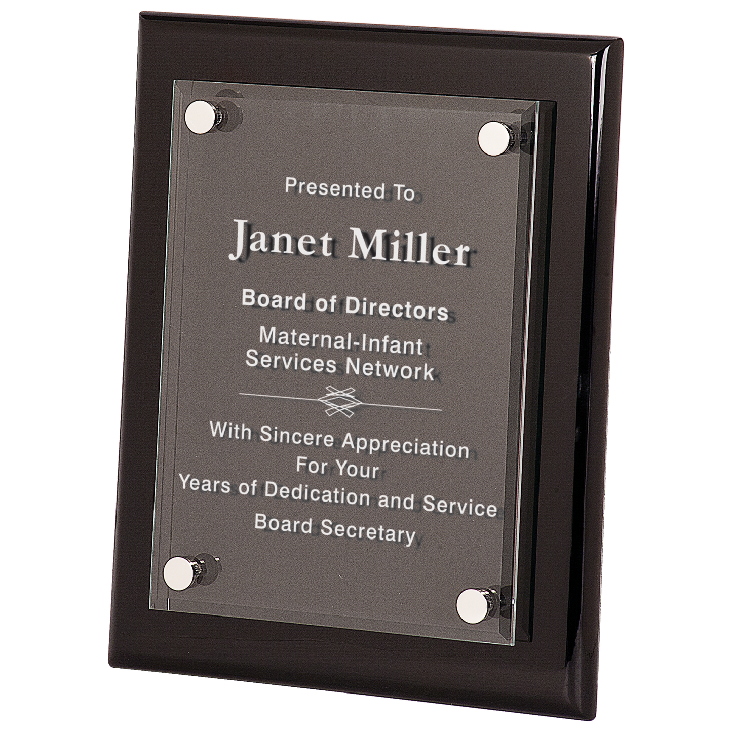 Black Piano Finish Floating Acrylic Plaque - 8" x 10"