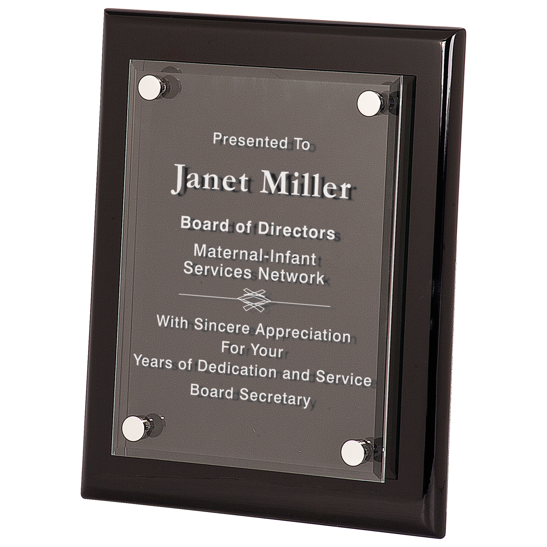 Black Piano Finish Floating Acrylic Plaque - 8" x 10"