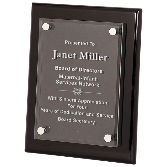 Black Piano Finish Floating Acrylic Plaque - 8" x 10"