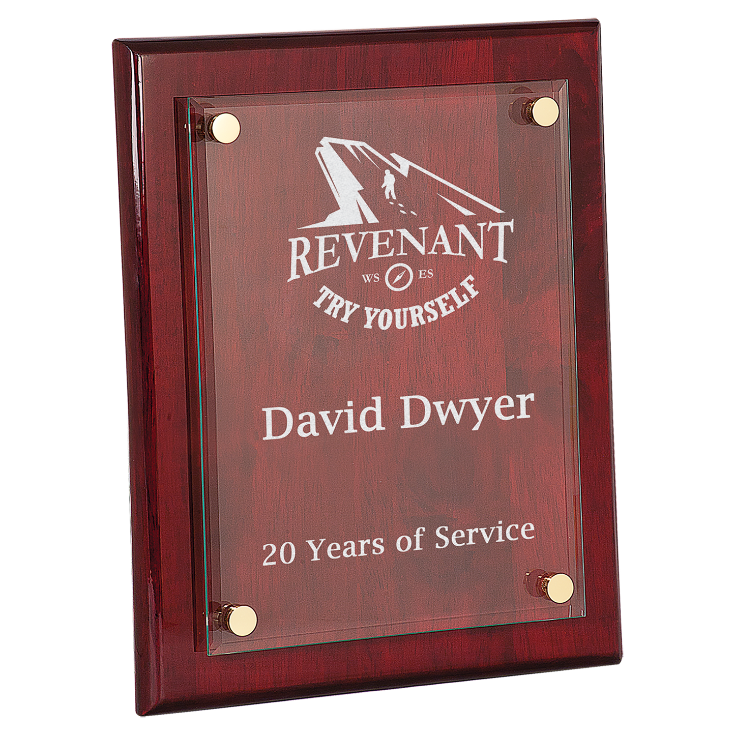 Rosewood Piano Finish Floating Glass Plaque - 10 1/2" x 13"