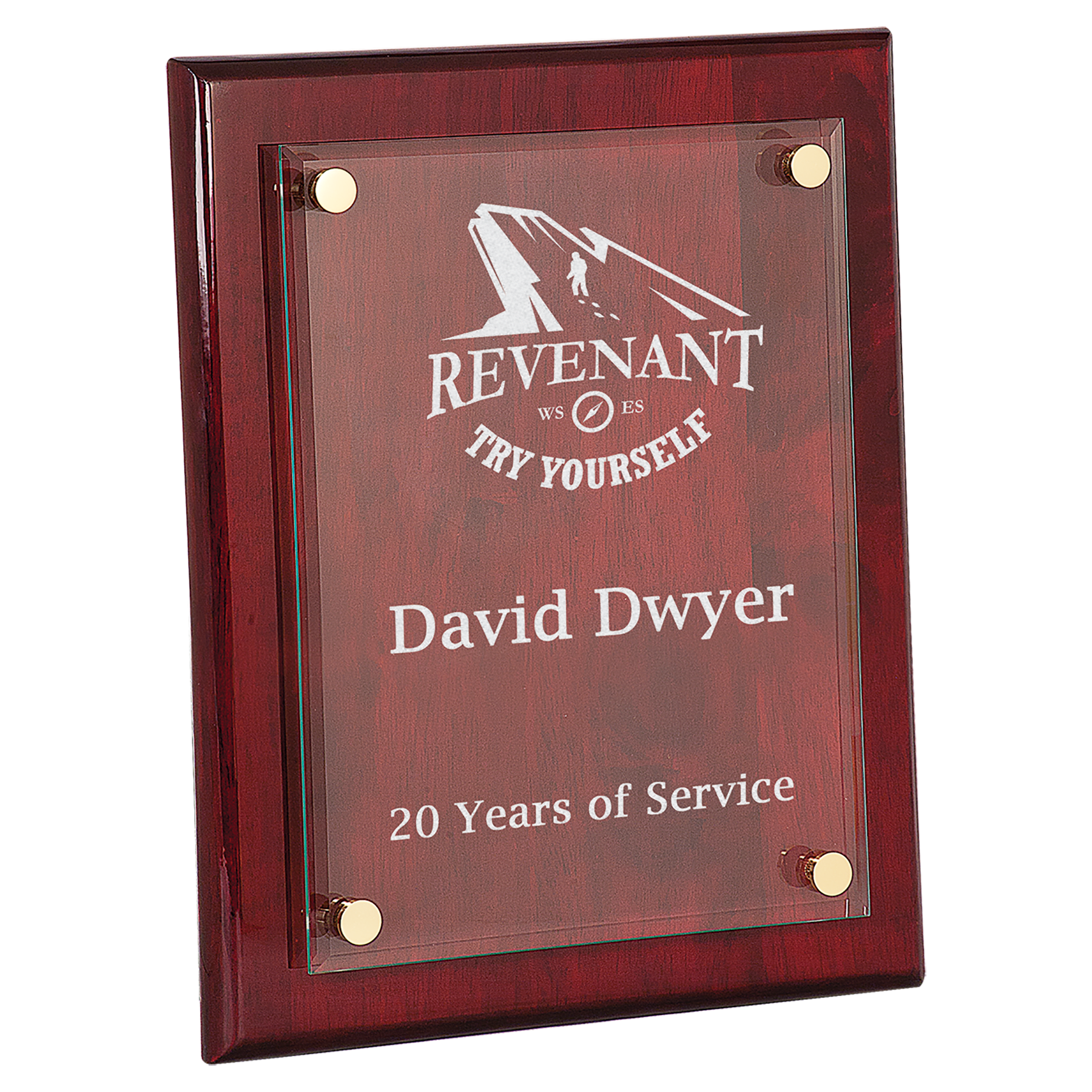 Rosewood Piano Finish Floating Glass Plaque - 10 1/2" x 13"