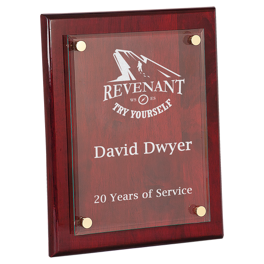 Rosewood Piano Finish Floating Glass Plaque - 10 1/2" x 13"