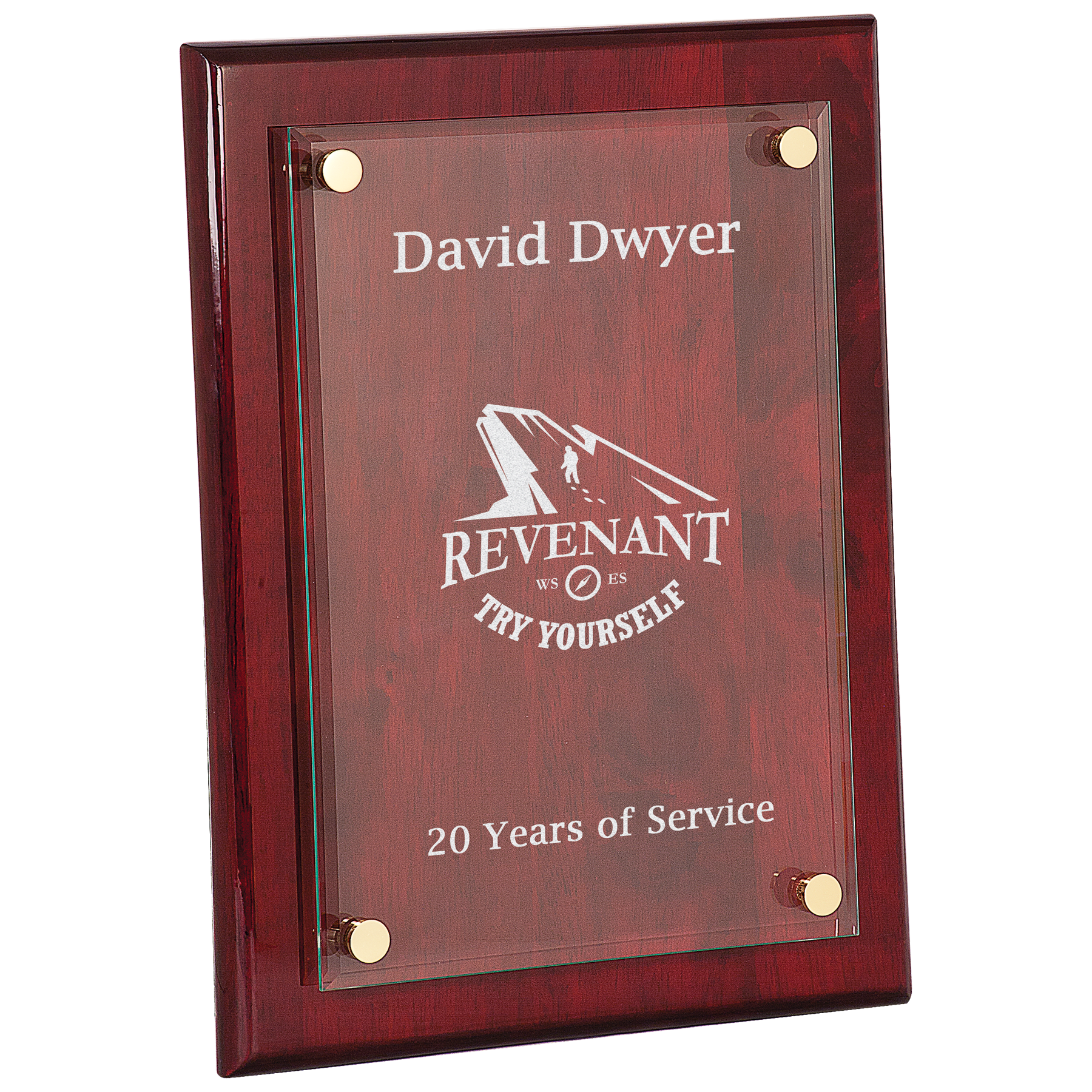 Rosewood Piano Finish Floating Glass Plaque - 9" x 12"