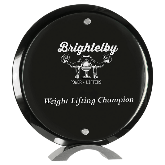 Round Black Piano Finish Floating Acrylic Standup - 10"