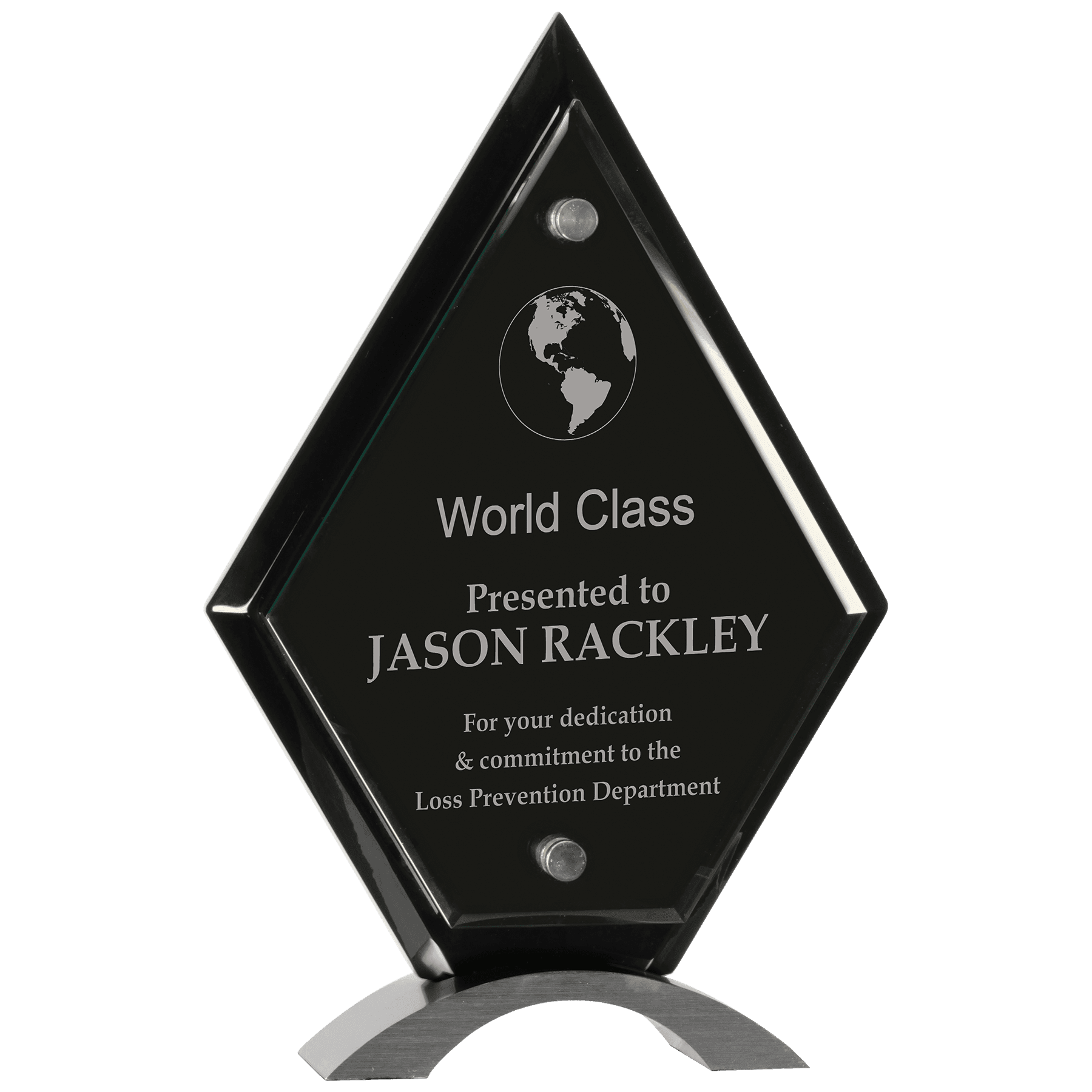 Diamond Black Piano Finish Floating Jade Glass Standup - 10"
