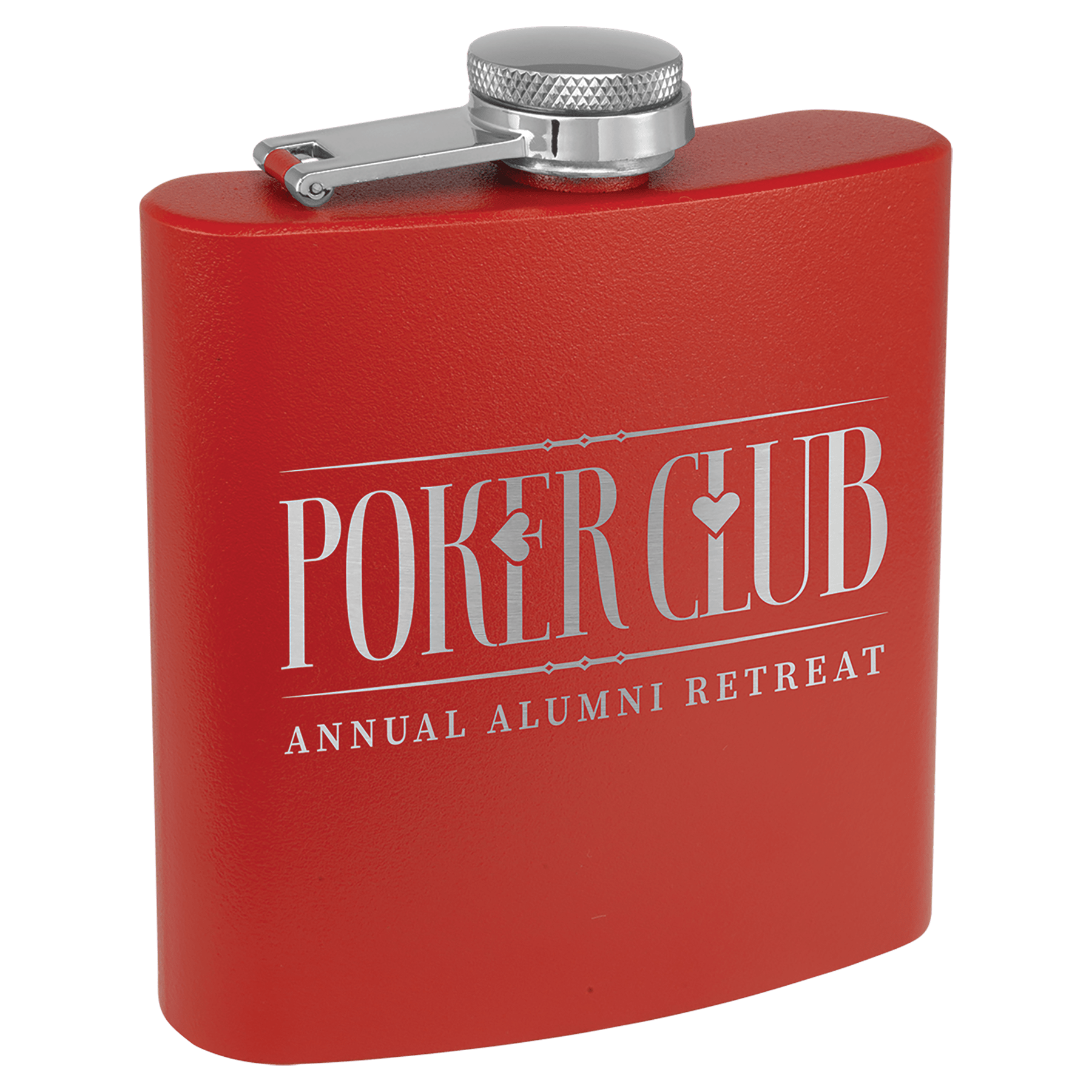 6 oz. Matte Red Powder Coated Engravable Stainless Steel Flask