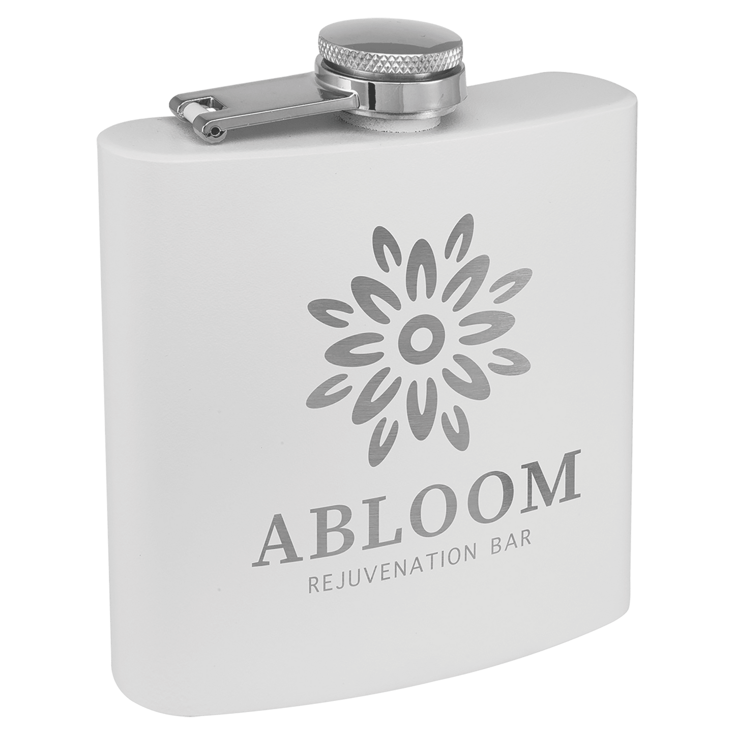 6 oz. Matte White Powder Coated Laserable Stainless Steel Flask