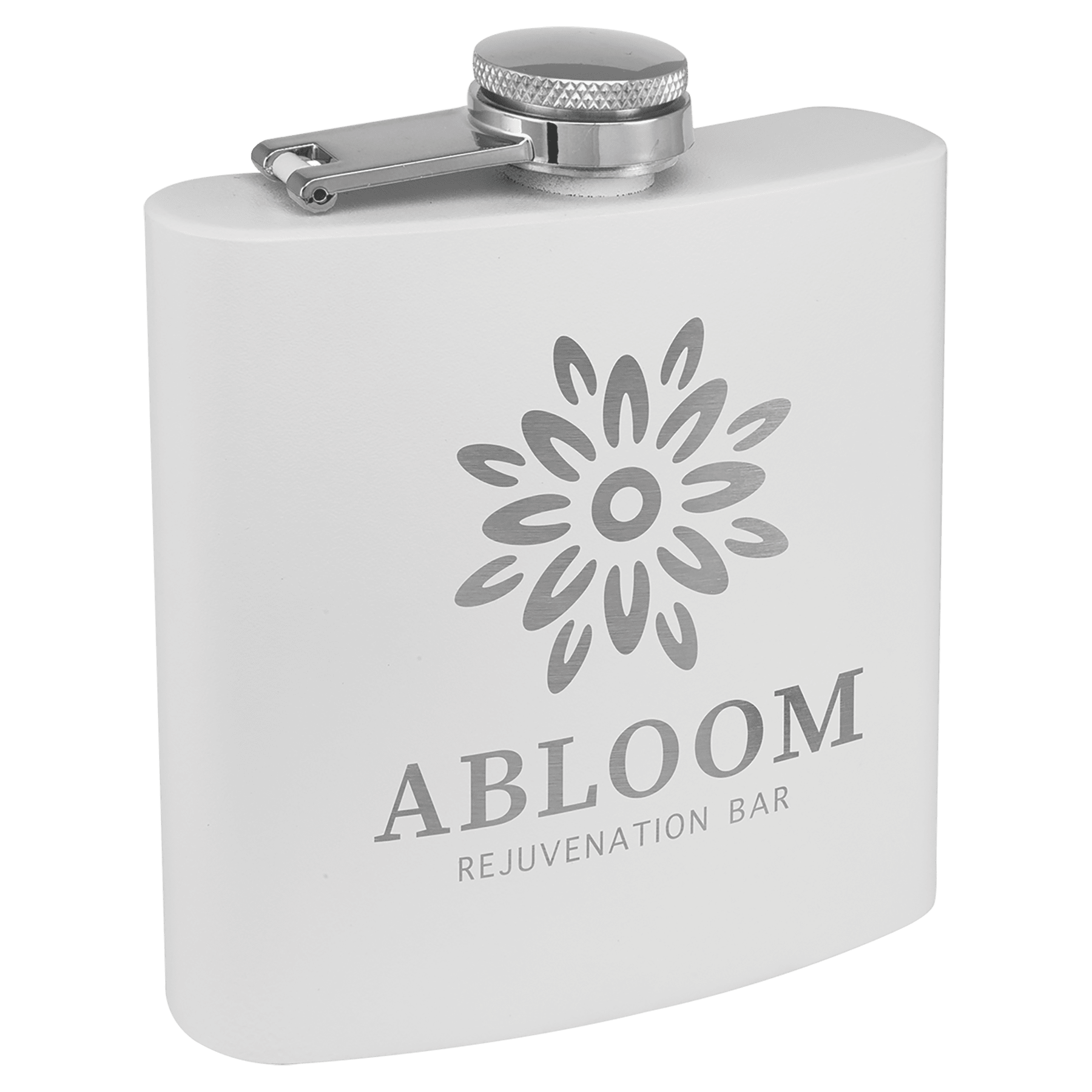 6 oz. Matte White Powder Coated Engravable Stainless Steel Flask
