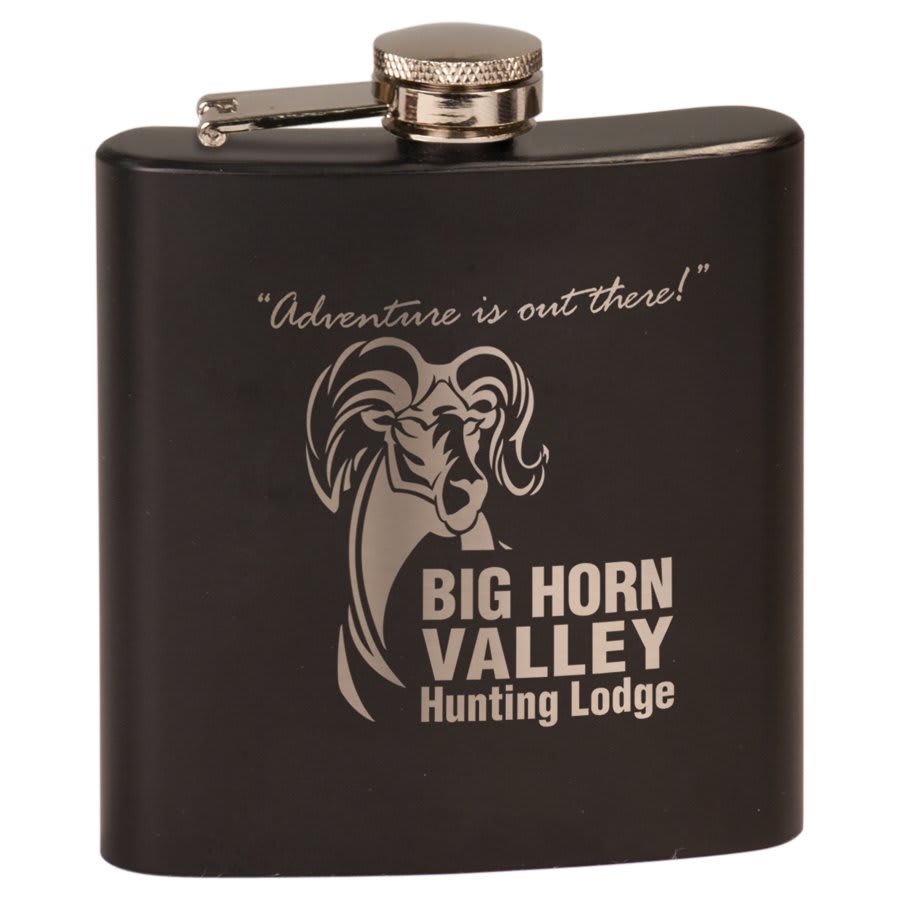 6 oz. Matte Black Engravable Stainless Steel Flask