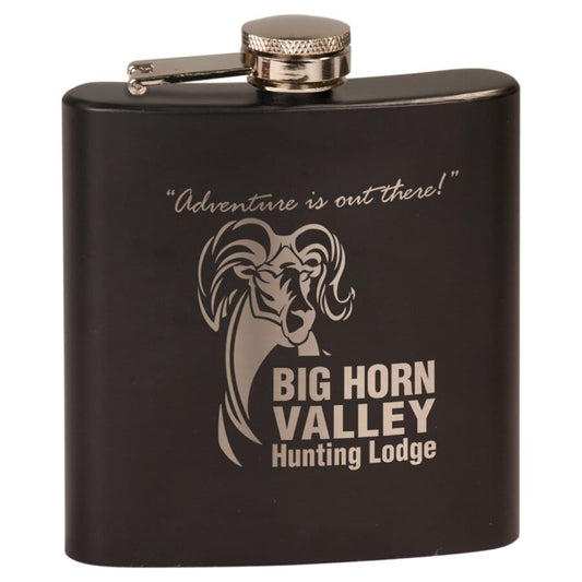 6 oz. Matte Black Engravable Stainless Steel Flask