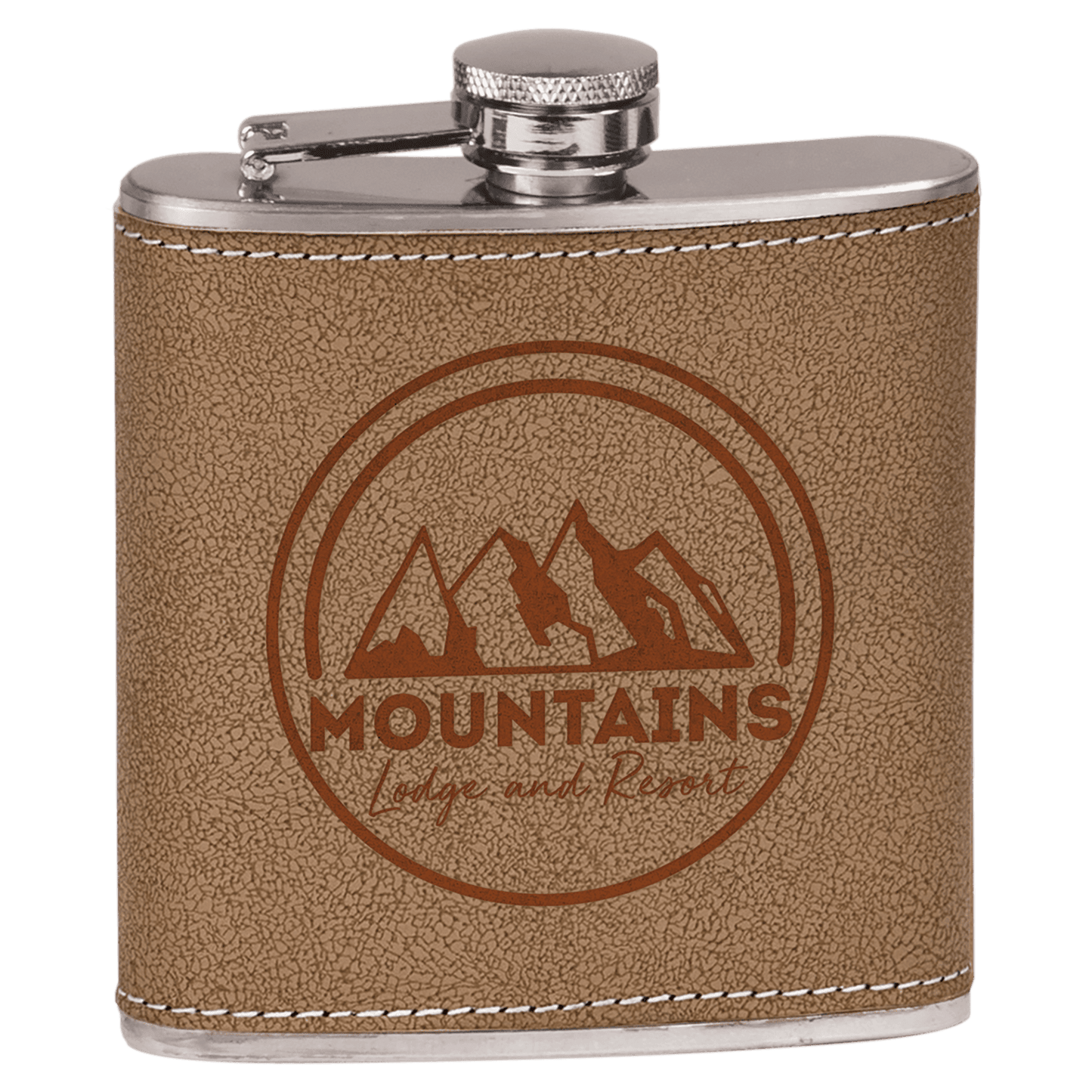 6 oz. Leather Engravable Stainless Steel Flask