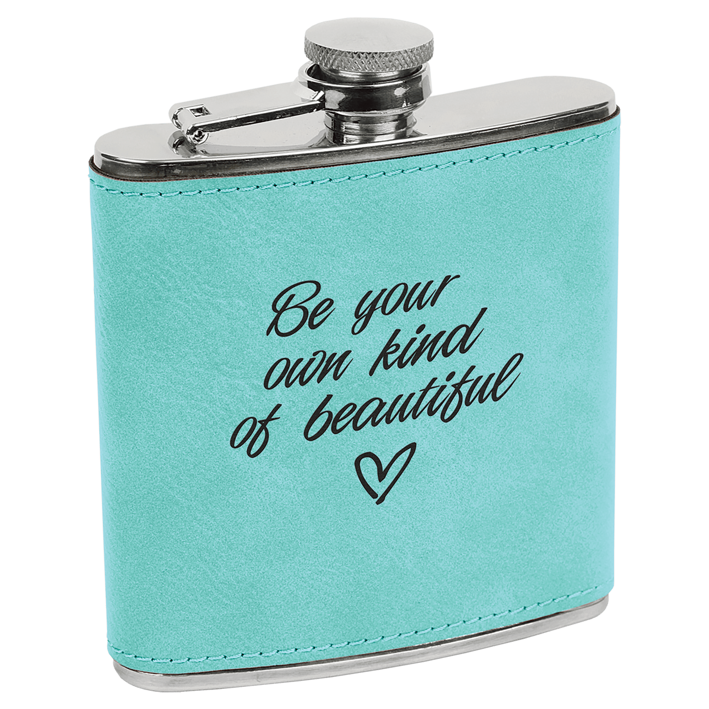 6 oz. Teal Engravable Leatherette Stainless Steel Flask