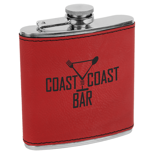 6 oz. Red Engravable Leatherette Stainless Steel Flask