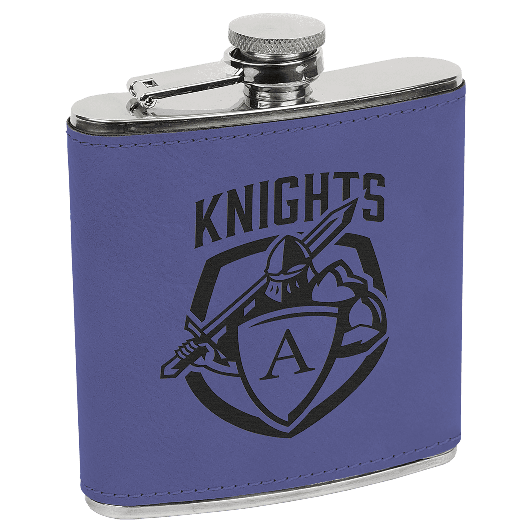 6 oz. Purple/Black Engravable Leatherette Stainless Steel Flask