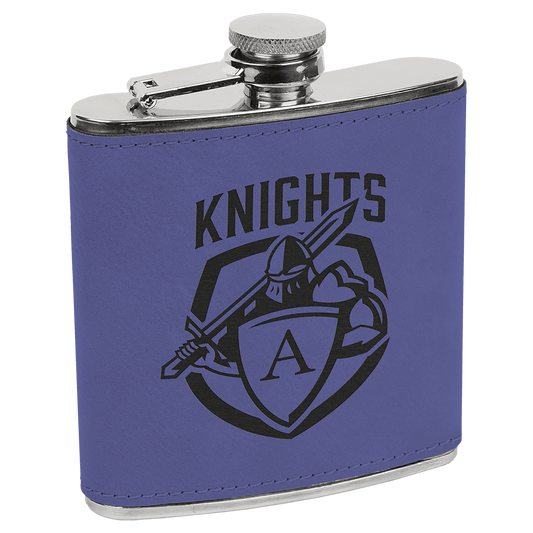 6 oz. Purple/Black Engravable Leatherette Stainless Steel Flask