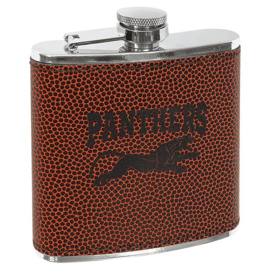 6 oz. Football Engravable Leatherette Stainless Steel Flask