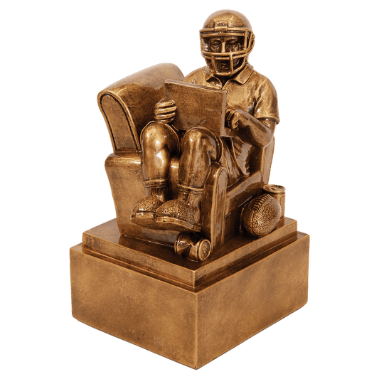 Antique Gold Fantasy Football Man in Chair Resin - 6"