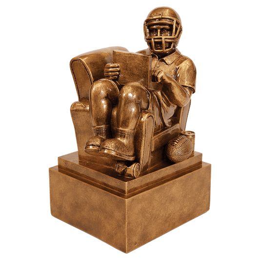 Antique Gold Fantasy Football Man in Chair Resin - 9"