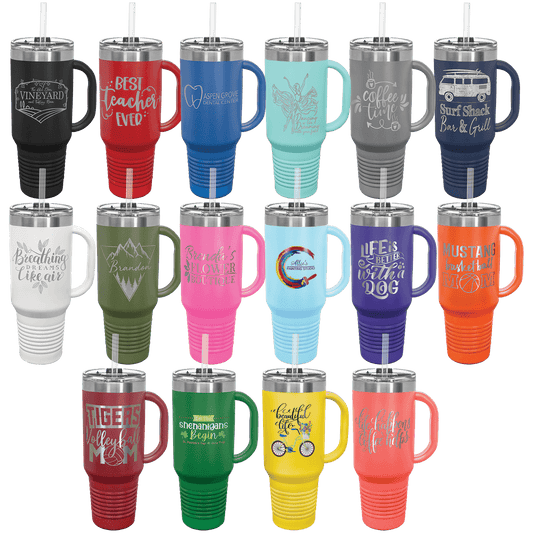 Polar Camel 40 oz. Travel Mug with Handle, Straw Included