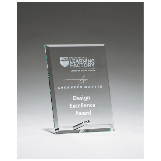 4" x 6" Clear Glass Award with Silver Plated Easel Post
