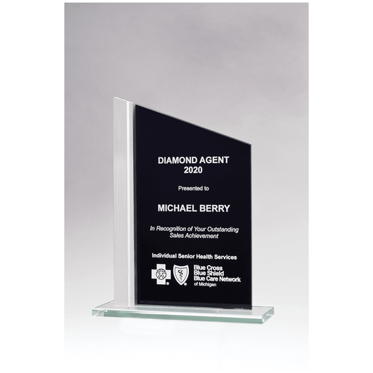 6 1/8" x 9 3/4" Zenith Series Black Silkscreened Glass with Brushed Aluminum