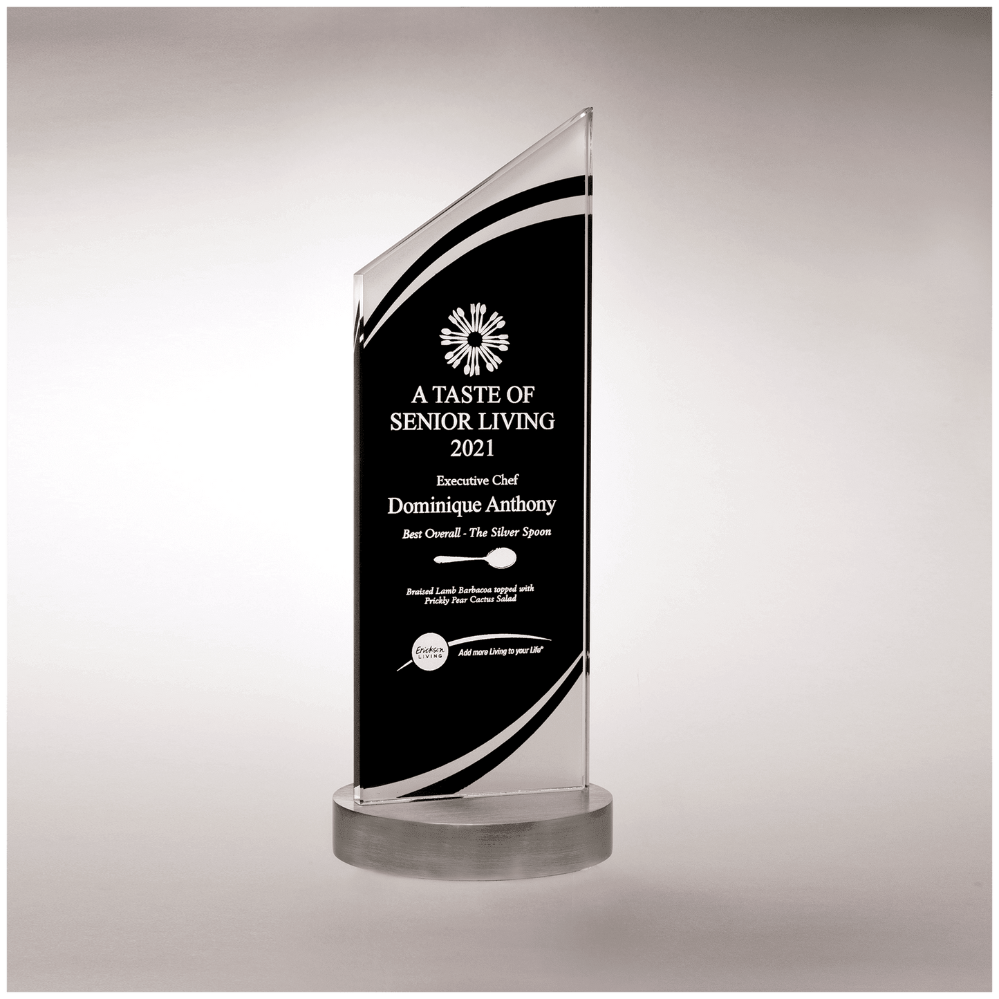 3 1/2" x 11 7/8" x 3/8" Thick Zenith Series Black Silkscreened Glass with Frosted Accents, Heave Aluminum Base