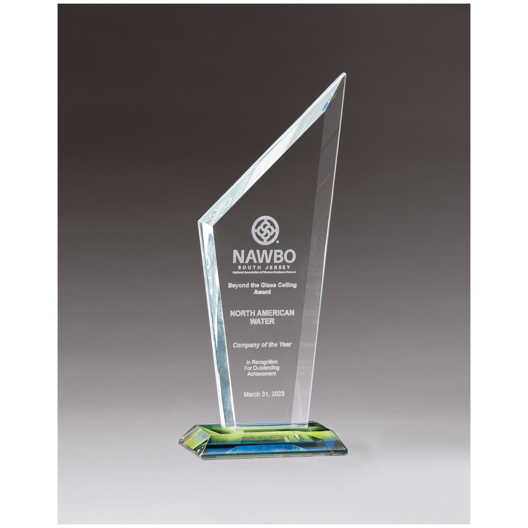 3 3/8" x 8 3/4" x 3/8" Thick Zenith Series Clear Glass with Prism-Effect Base