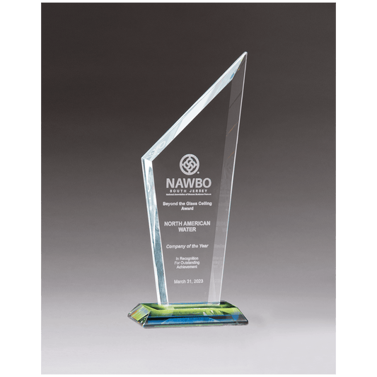 3 3/8" x 8 3/4" x 3/8" Thick Zenith Series Clear Glass with Prism-Effect Base