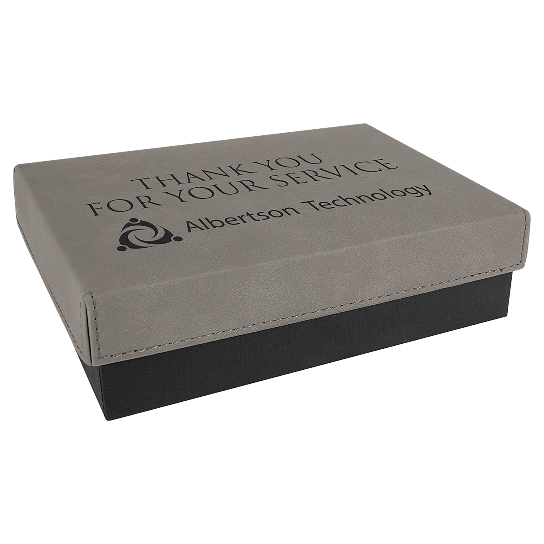 Gray Gift Box with Engravable Leatherette Lid - 7 3/8" x 5 3/4"
